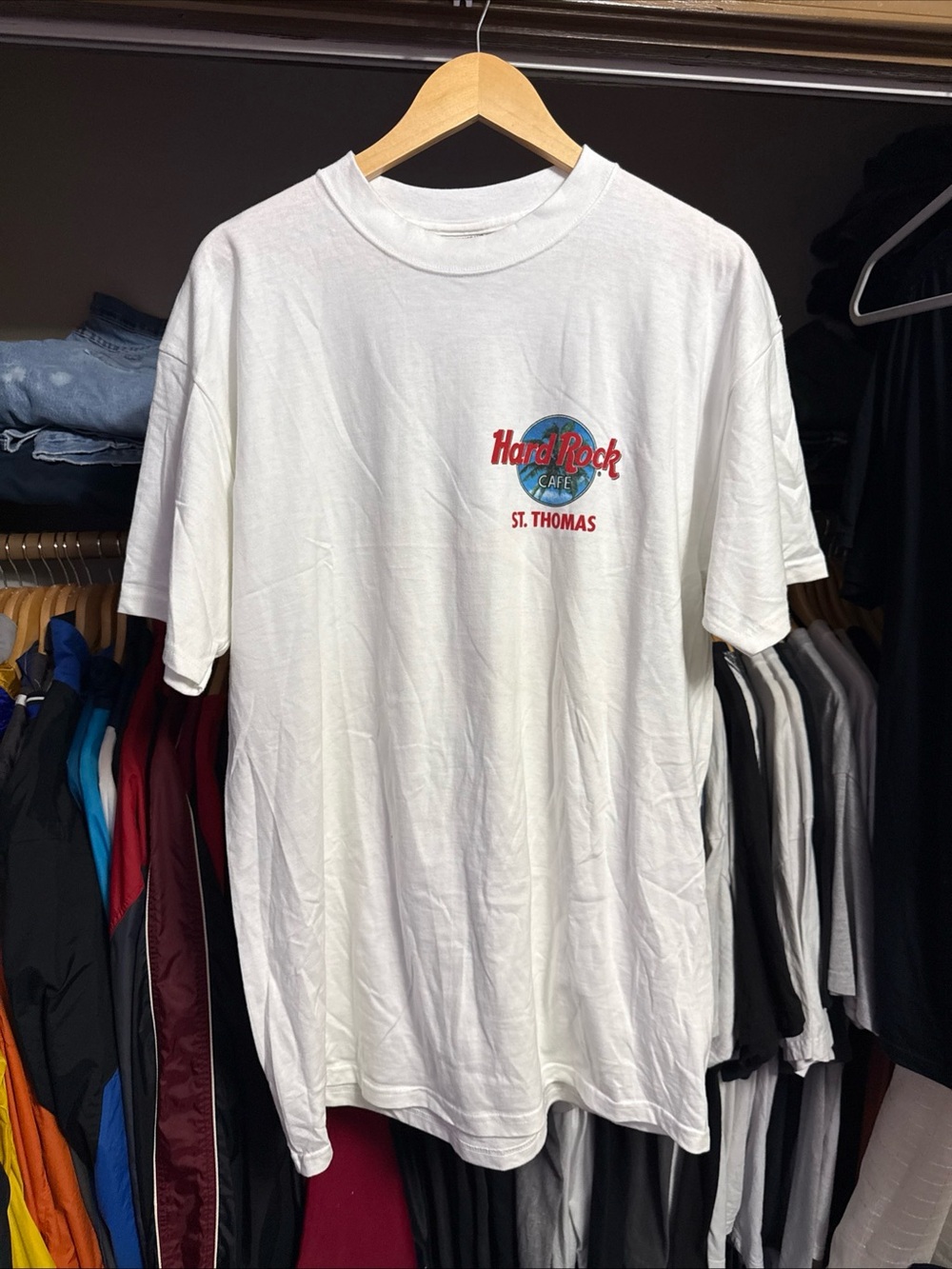 Vintage Hard Rock Cafe St. Thomas Heavy Tee White T-Shirt Size XL 90s